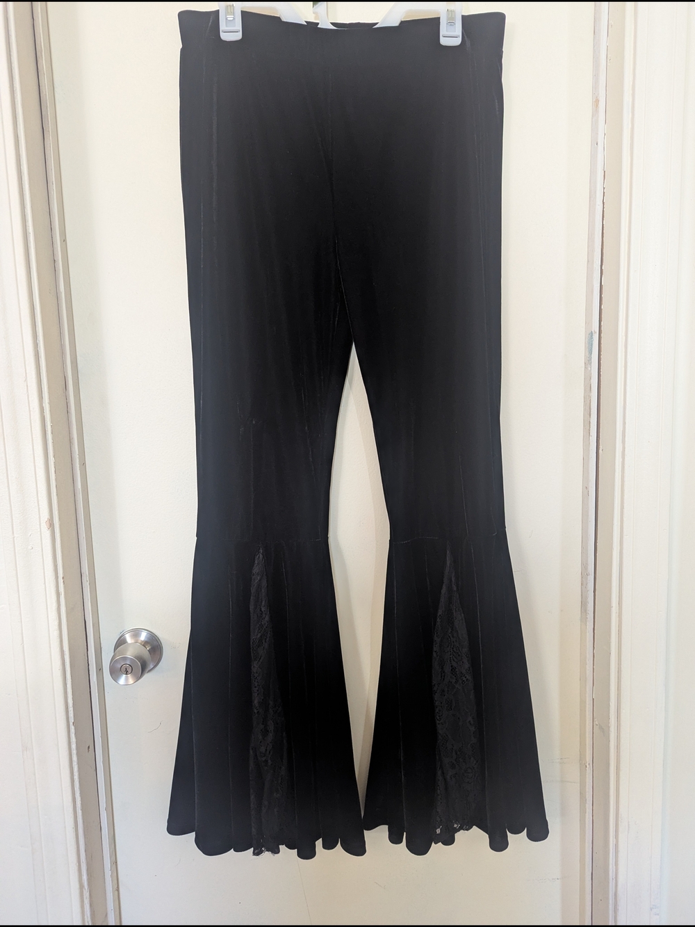 Killstar Velvet Black Flared Lace-Inset Pants